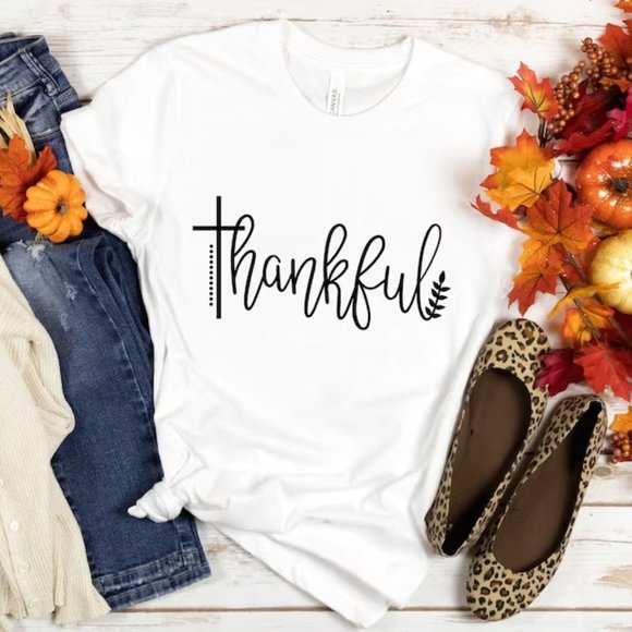 Thankful, Thankful Shirt, Thanksgiving T Shirt, Cute Thankful heart t-shirt - Picture 1 of 5